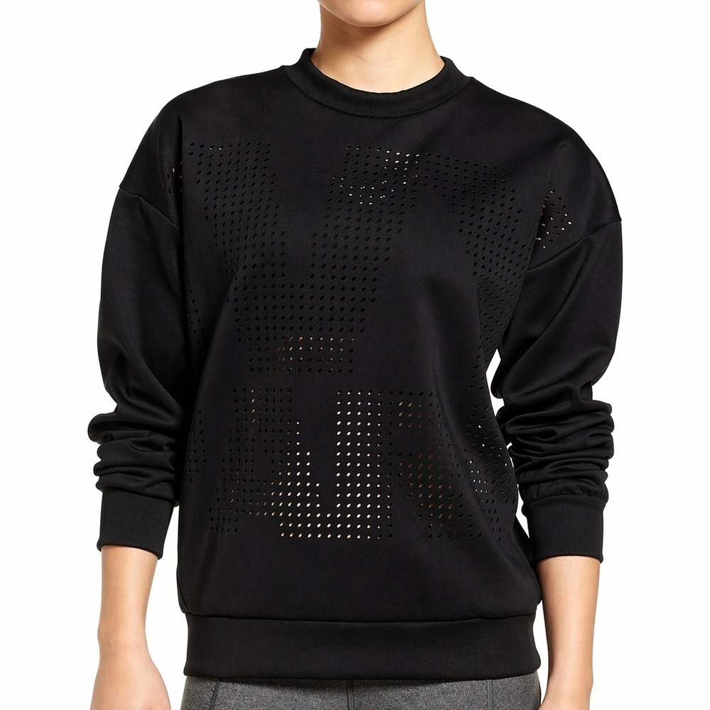 IVY PARK Beyonce Black Laser Cut Logo Performance Jersey Sweatshirt SZ Medium